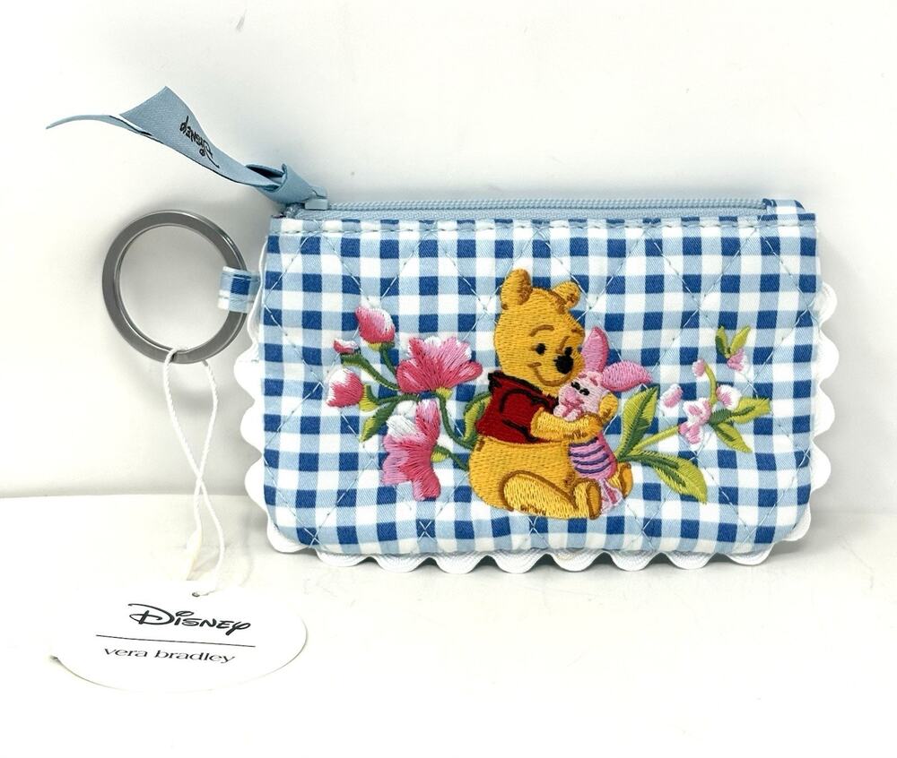 Vera Bradley Disney Winnie The Pooh Zip ID Card Case Pouch Wallet NWT Gingham